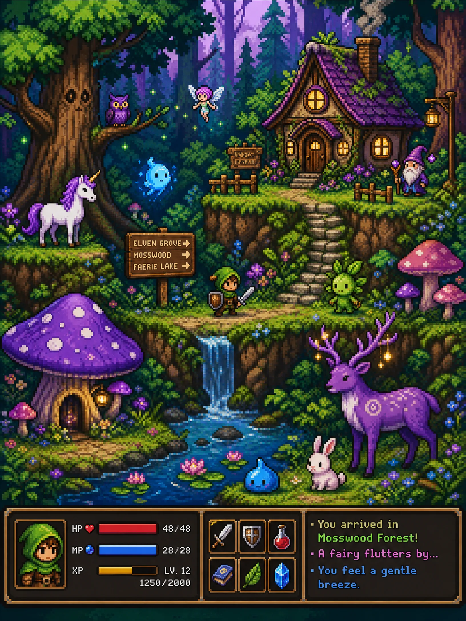 像素风格奇幻森林游戏场景